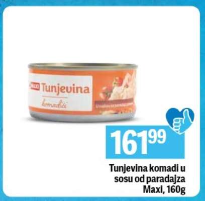 Tunjevina komadi u sosu od paradajza Maxi, 160g