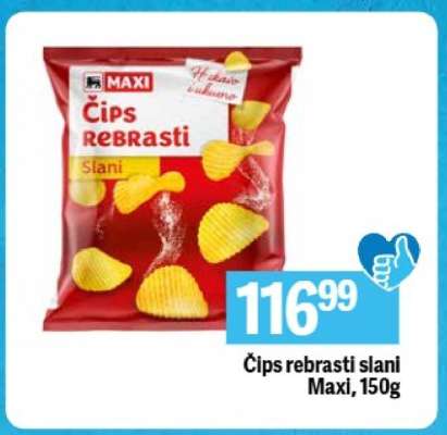 Čips rebrasti slani Maxi, 150g