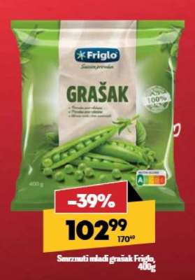 Smrznuti mladi grašak Friglo, 400g