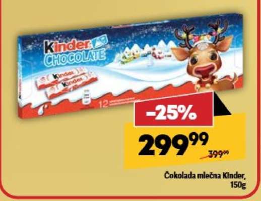 Čokolada mlečna Kinder, 150g