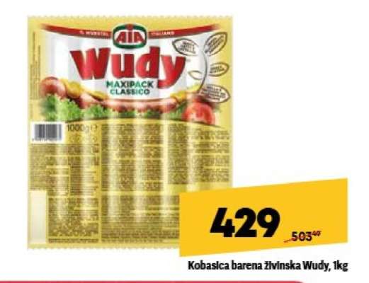Kobasica barena živinska Wudy, 1kg