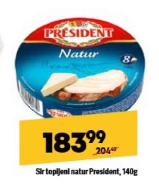 Sir topljeni natur President 140g