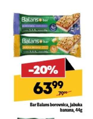 Bar Balans borovnica, jabuka banana, 44g