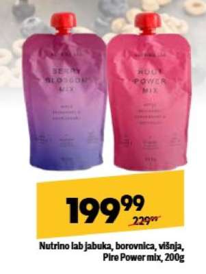 Nutrino lab jabuka, borovnica, višnja, Pire Power Mix, 200g