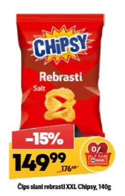 Čips slani rebrasti XXL Chipsy 140g