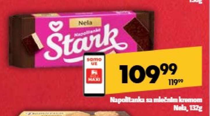 Napolitanka sa mlečnim kremom Nela, 132g