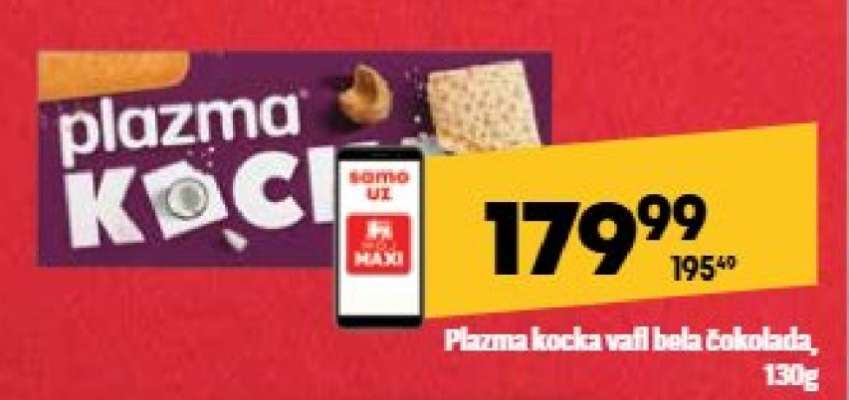 Plazma kocka vafl bela čokolada, 130g