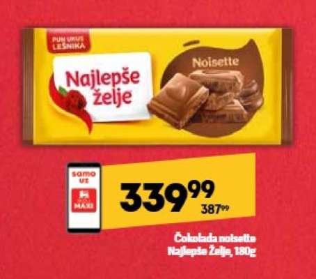Čokolada noisette Najlepše želje, 180g