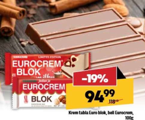 Krem tabla Euro blok, beli Eurocrem, 100g