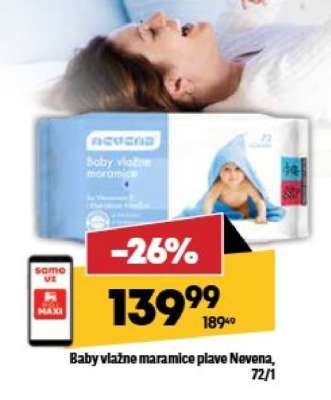 Baby vlažne maramice plave Nevena 72/1