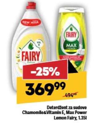 Deterdžent za sudove Chamomile&Vitamin E, Max Power Lemon Fairy, 1.35l