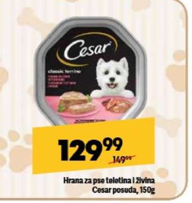 Hrana za pse teletina i živina Cesar posuda, 150g