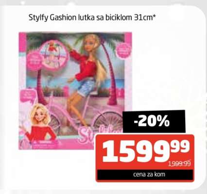 Stylfy Gashion lutka sa biciklom 31cm