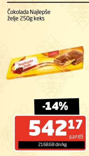 Čokolada Najlepše želje 250g keks