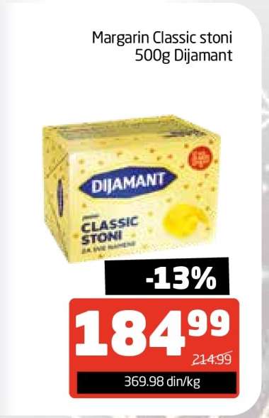 Margarin Classic stoni 500g Dijamant