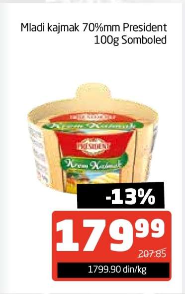 Mladi kajmak 70%mm President 100g Somboled