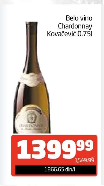 Belo vino Chardonnay Kovačević 0.75l