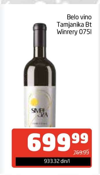 Belo vino Tamjanika Bt Winery 0.75l