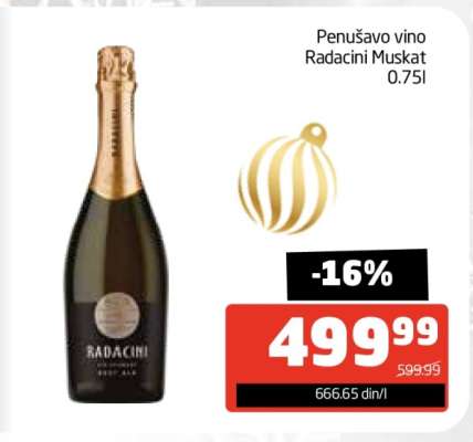 Penušavo vino Radacini Muskat 0.75l