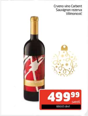 Crveno vino Carbent Sauvignon rezerva Vilimonović