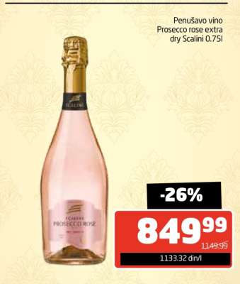 Penušavo vino Prosecco rose extra dry Scalini 0.75l