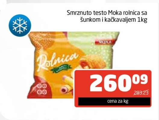 Smrznuto testo Moka rolnica sa šunkom i kačkavaljem 1kg