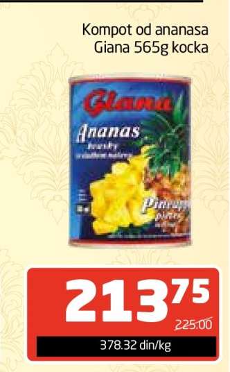 Kompot od ananasa Giana 565g kocka
