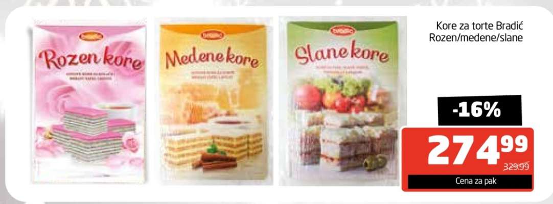 Kore za torte Bradić Rozen/medene/slane