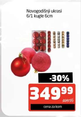 Novogodišnji ukrasi 6/1 kugle 6cm