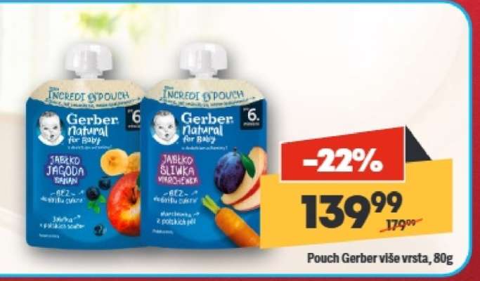 Pouch Gerber više vrsta, 80g