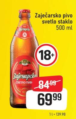 Zaječarsko pivo svetlo staklo