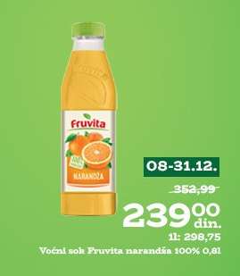 Voćni sok Fruvita narandža 100%