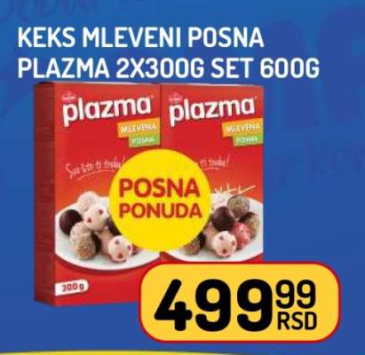 Keks Mleveni Posna Plazma 2x300g Set 600g