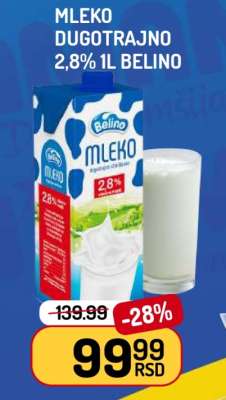 Mleko Dugotrajno 2,8% 1L Belino