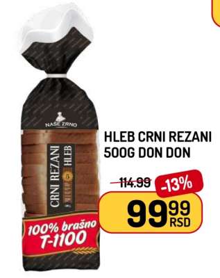 Hleb Crni Rezani 500g Don Don