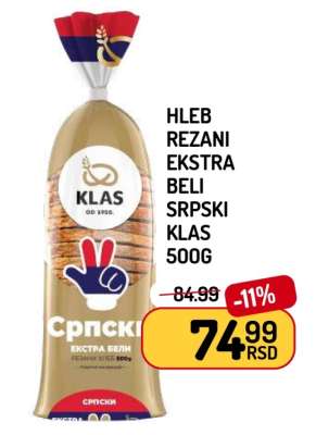 Hleb rezani ekstra beli Srpski Klas 500g