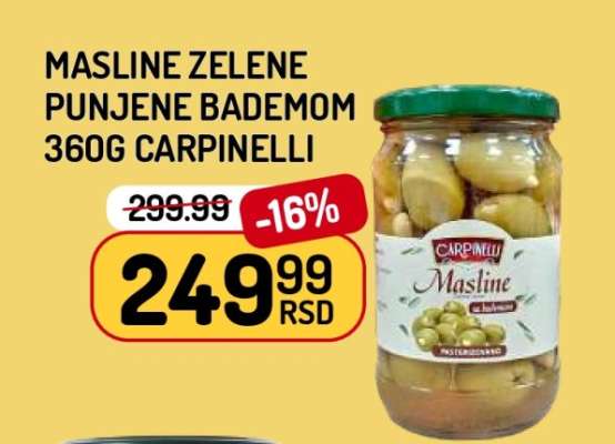 Masline zelene punjene bademom 360g Carpinelli