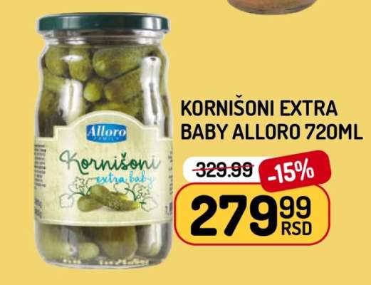 Kornišoni Extra Baby Alloro 720ml