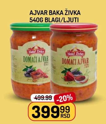 Ajvar Baka Zivka 540g Blagi/Ljuti