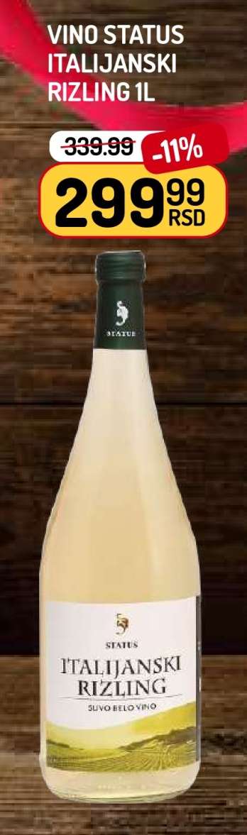 Vino STATUS italijanski rizling 1L