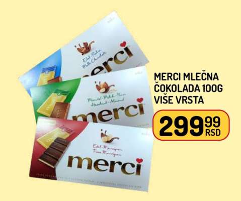 MERCI MLEČNA ČOKOLADA 100G VIŠE VRSTA