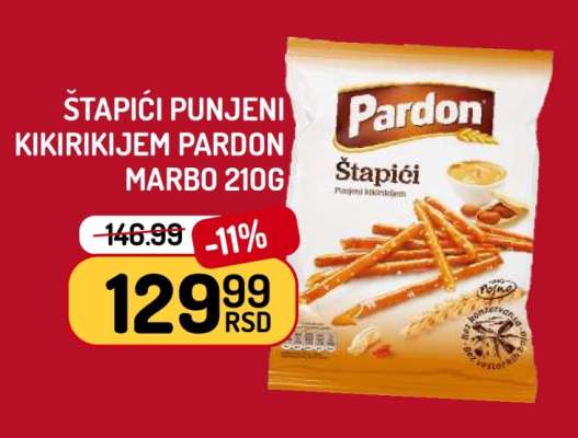 Štapići punjeni kikirikijem Pardon Marbo 210g