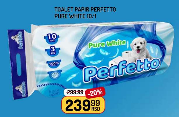 TOALET PAPIR PERFETTO PURE WHITE 10/1