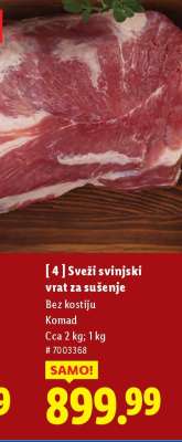 Sveži svinjski vrat za sušenje