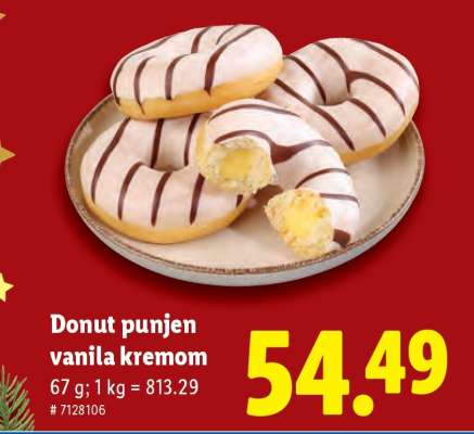 Donut punjen vanila kremom