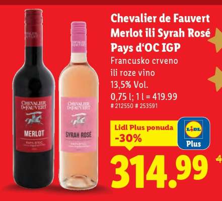 Chevalier de Fauvert Merlot ili Syrah Rosé