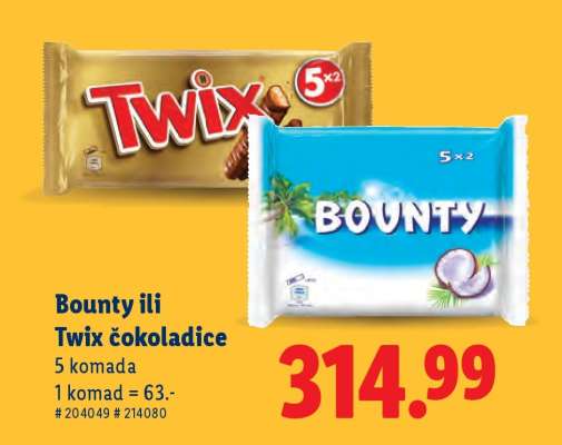 Bounty ili Twix čokoladice