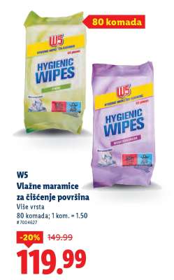 W5 Vlažne maramice za čišćenje površina