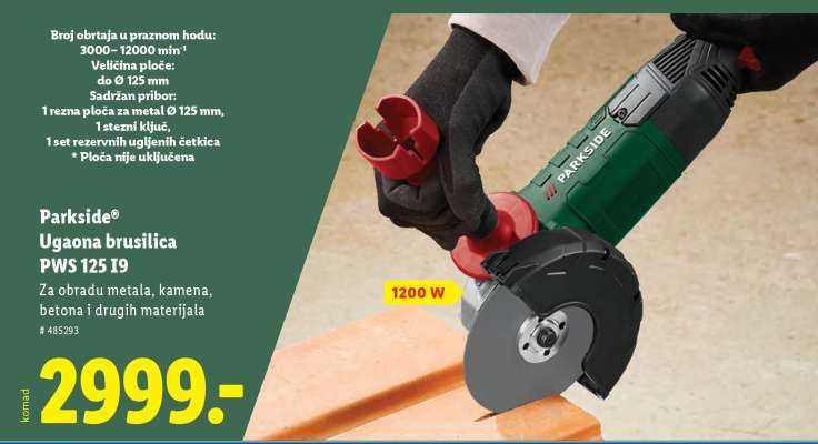 Parkside Ugaona brusilica PWS 125 I9