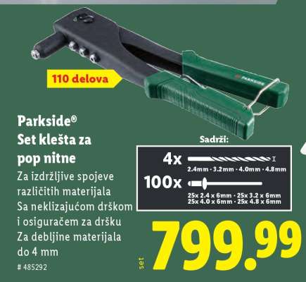 Parkside Set klešta za pop nitne